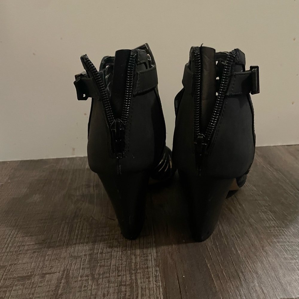 Black Strappy Women's Heels - Picture 4 of 5